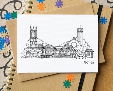 Allerton Liverpool Skyline Landmarks Greetings Card