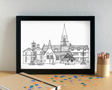Bromborough Wirral Skyline Art Print - can be personalised