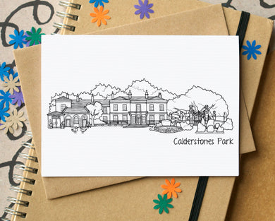 Calderstones Park Liverpool Skyline Landmarks Greetings Card