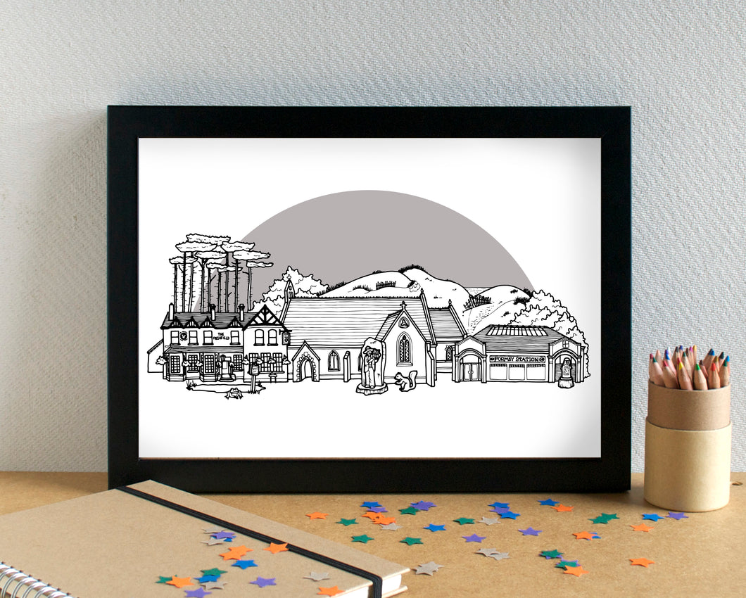 Formby Merseyside Skyline Landmarks Art Print - can be personalised