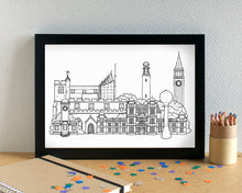Gillingham Kent Skyline Landmarks Art Print - can be personalised - unframed