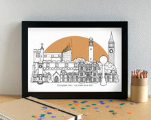 Gillingham Kent Skyline Landmarks Art Print - can be personalised - unframed