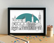 Gillingham Kent Skyline Landmarks Art Print - can be personalised - unframed