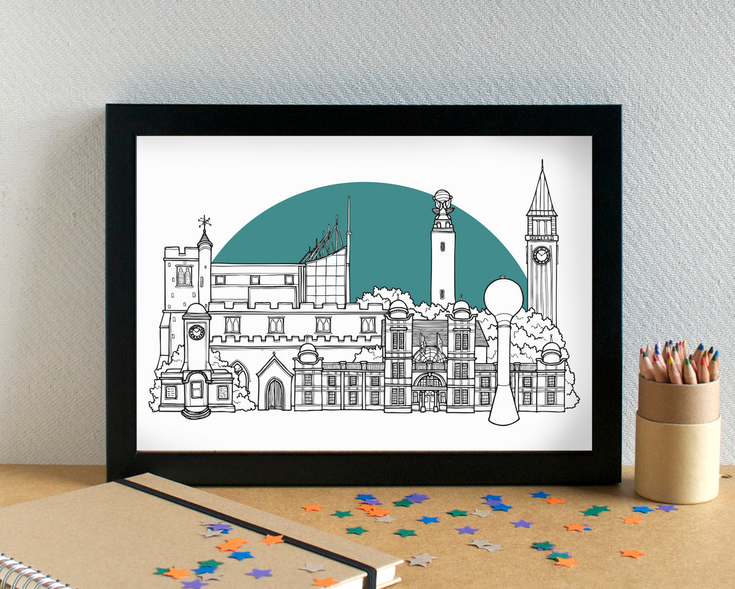 Gillingham Kent Skyline Landmarks Art Print - can be personalised - unframed