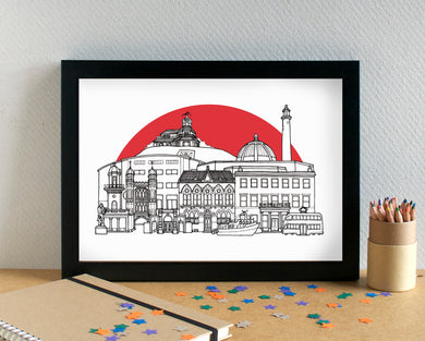 Fleetwood Town FC Skyline Art Print - featuring Highbury Stadium