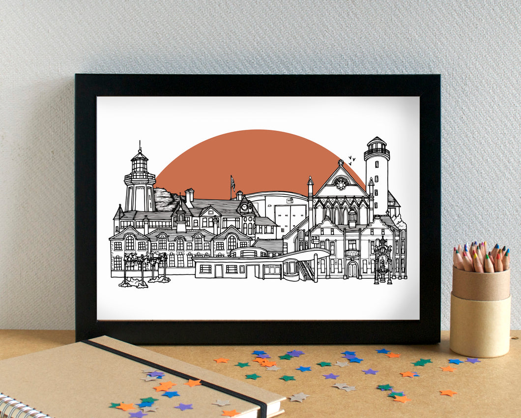Hoylake Wirral Skyline Art Print - can be personalised