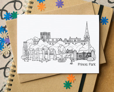 Princes Park Liverpool Skyline Landmarks Greetings Card