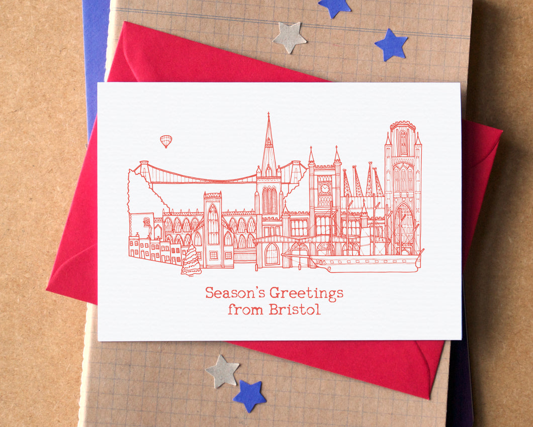 Personalised Christmas Skyline Greetings Card