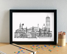 Boston Skyline Landmarks Art Print - can be personalised