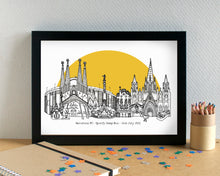 Barcelona FC Skyline Art Print - with Camp Nou Stadium - can be personalised