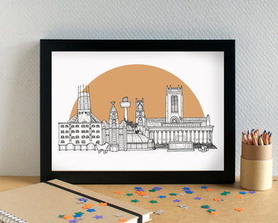 Liverpool Skyline Landmarks Art Print - can be personalised