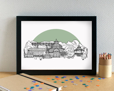 Sefton Park Liverpool Skyline Landmarks Art Print - can be personalised