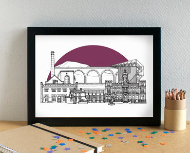 Burnley FC Skyline Art Print featuring Turf Moor - can be personalised