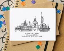 Personalised "Where We Met" Skyline Anniversary or Valentine's Greetings card