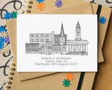 Personalised "Where We Met" Skyline Anniversary or Valentine's Greetings card