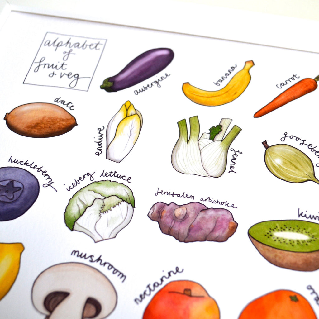 Produce Abecedary Print Fruit And Vegetable Alphabet By Alphabet Fruit