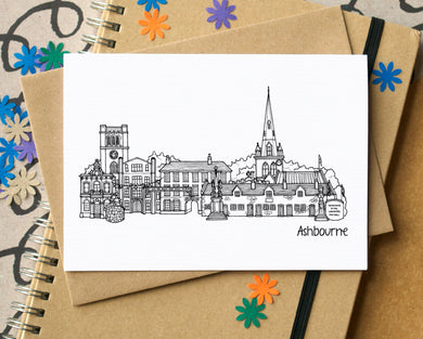 Ashbourne Skyline Landmarks Greetings Card