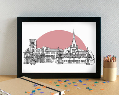 Ashbourne Skyline Landmarks Art Print - can be personalised