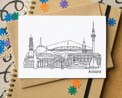 Auckland Landmarks Skyline Greetings Card