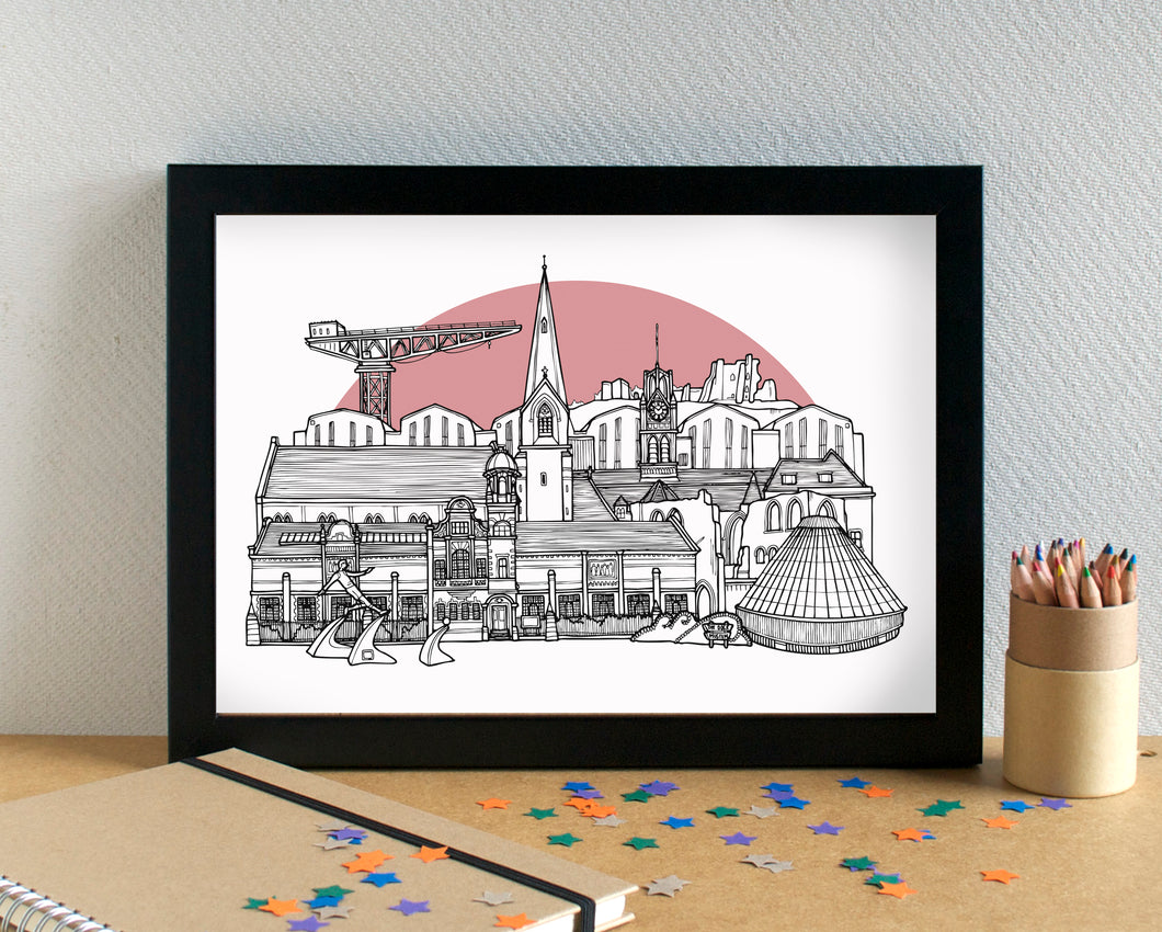 Barrow-in-Furness Skyline Landmarks Art Print - can be personalised