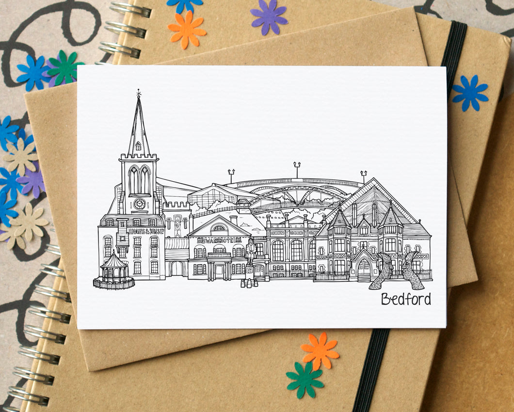 Bedford Skyline Landmarks Greetings Card