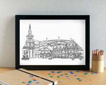 Bedford Skyline Landmarks Art Print - can be personalised - unframed