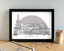 Bedford Skyline Landmarks Art Print - can be personalised - unframed