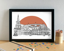 Bedford Skyline Landmarks Art Print - can be personalised - unframed
