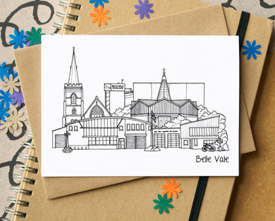 Belle Vale Liverpool Skyline Landmarks Greetings Card