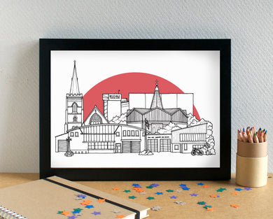 Belle Vale Liverpool Skyline Art Print - can be personalised