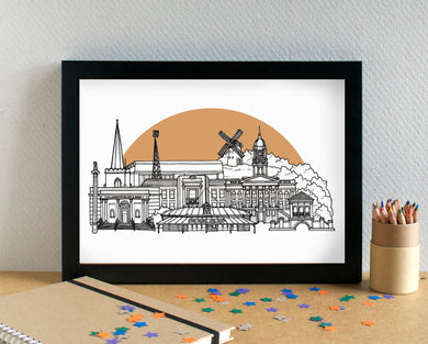 Birkenhead Wirral Skyline Landmarks Art Print - can be personalised