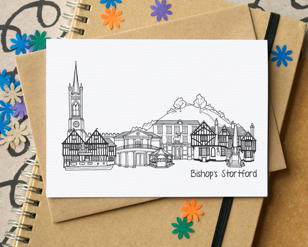 Bishop's Stortford Skyline Landmarks Greetings Card