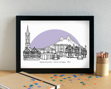 Bishop's Stortford Skyline Landmarks Art Print - can be personalised - unframed