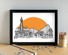 Blackpool Skyline Art Print - with Bloomfield Road Stadium - can be personalised