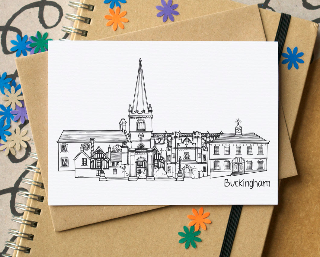 Buckingham Skyline Landmarks Greetings Card