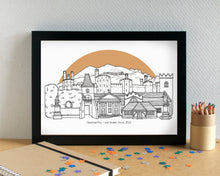 Caernarfon Skyline Landmarks Art Print - can be personalised - unframed