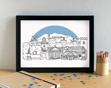 Caernarfon Skyline Landmarks Art Print - can be personalised - unframed