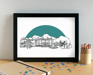 Calderstones Park Liverpool Skyline Landmarks Art Print - can be personalised