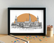 Chesterfield Skyline Landmarks Art Print - can be personalised