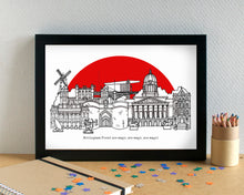 Nottingham Skyline Landmarks Art Print - with Nottingham Forest FC Stadium - can be personalised