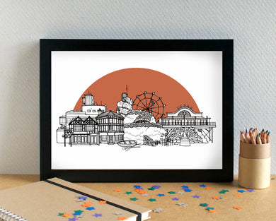 Cleethorpes Skyline Landmarks Art Print - can be personalised