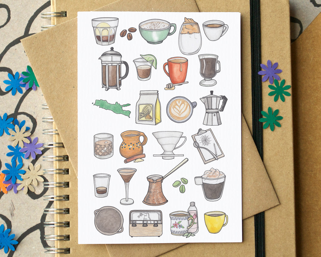 Coffee Alphabet Greetings Card