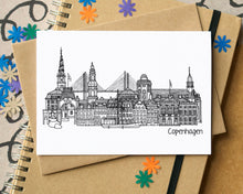 Copenhagen Skyline Landmarks Greetings Card