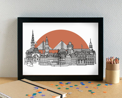 Copenhagen Skyline Landmarks Art Print - can be personalised