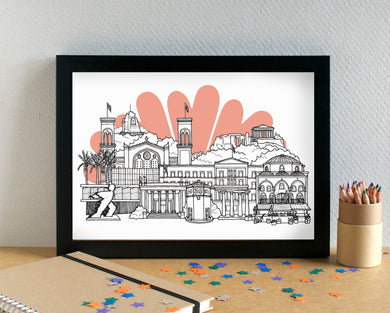 Big Hearts Skyline Print - unframed