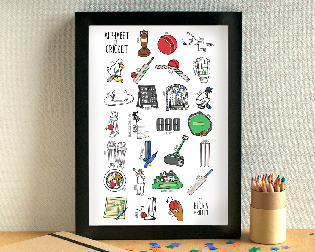 Cricket Alphabet Art Print