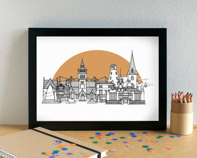 Crosby Merseyside Skyline Landmarks Art Print - can be personalised