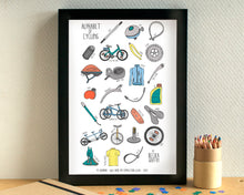 Cycling Alphabet Art Print - can be personalised