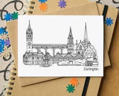 Darlington Skyline Landmarks Greetings Card