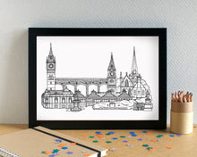 Darlington Skyline Landmarks Art Print - can be personalised